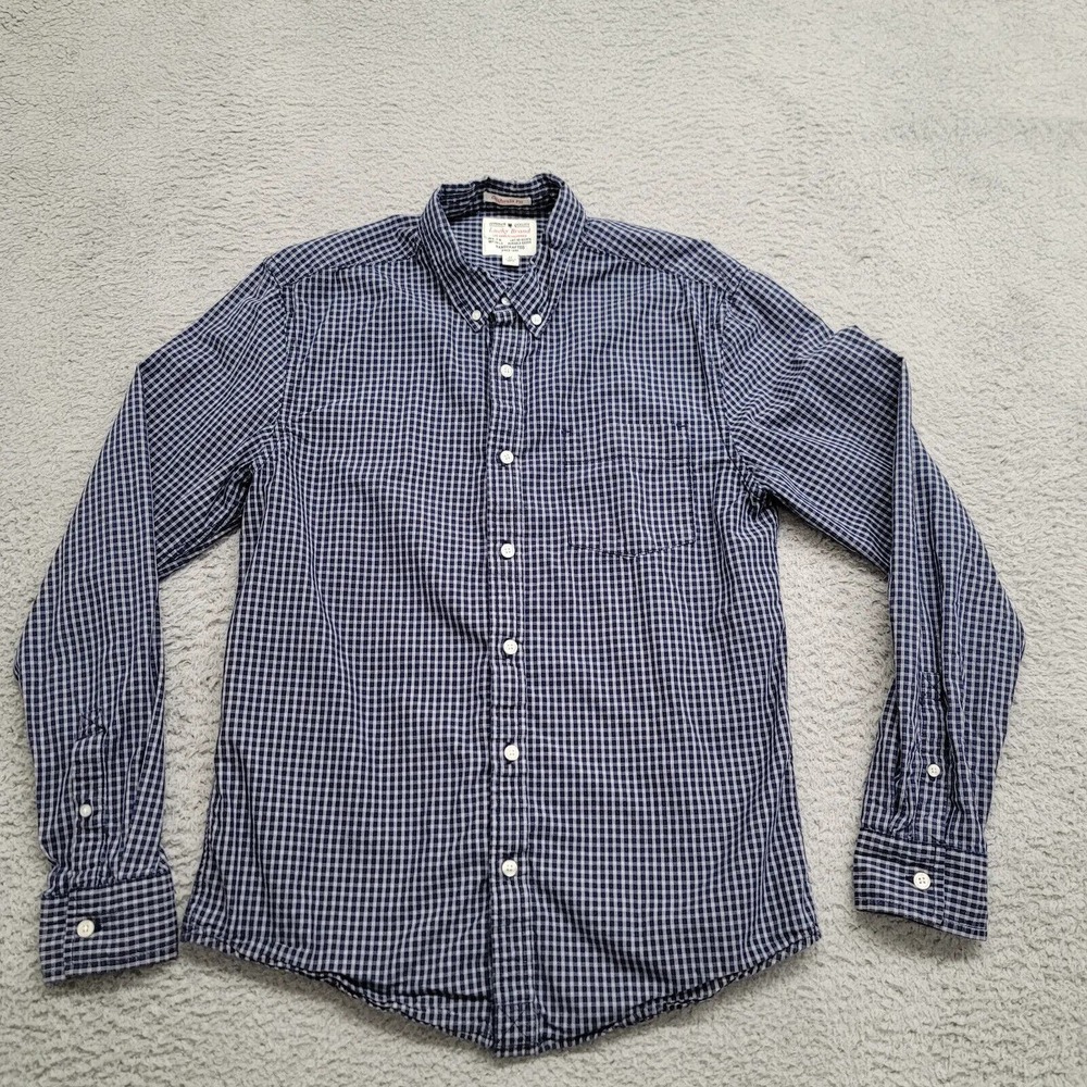 Lucky Brand Shirt Mens Medium Blue Gingham California Fit‎ True Indigo Casual